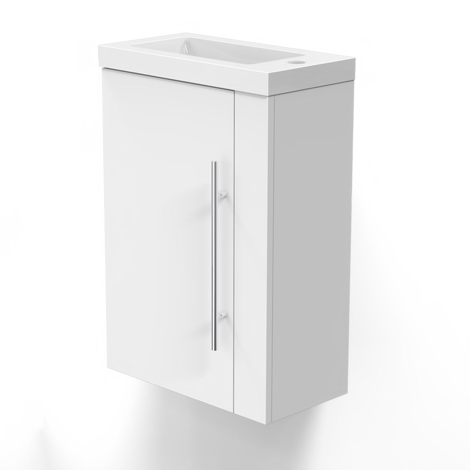 Cloakroom Bathroom Vanity Unit Wall Hung Compact Basin Door Unit 440mm